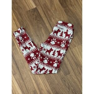 New LulaRoe "vintage" Christmas One Size OS Red/white Paw Print Dog Leggings
